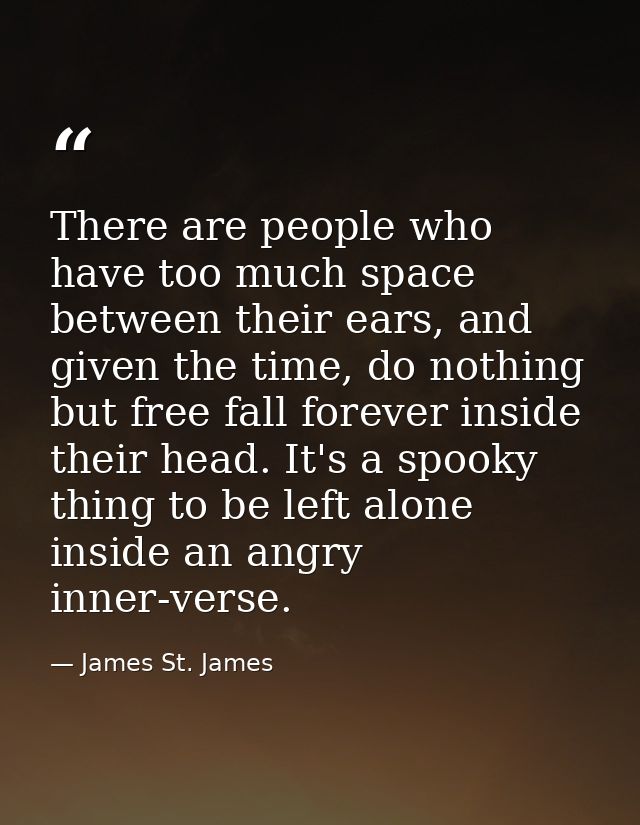 There are people who have too much space between their ears, and given the time, do nothing but free fall forever inside — James St. James