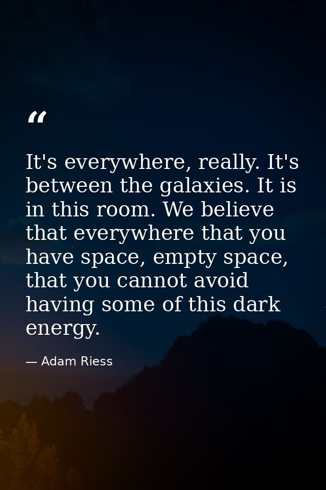 It's everywhere, really. It's between the galaxies. It is in this room. We believe that everywhere that you have space,  — Adam Riess