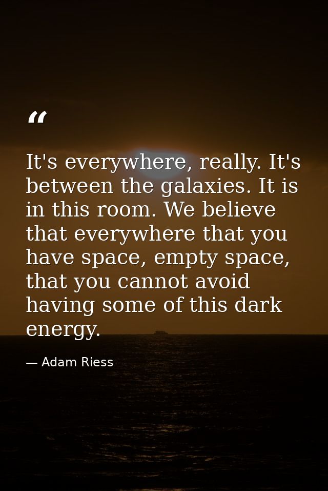 It's everywhere, really. It's between the galaxies. It is in this room. We believe that everywhere that you have space,  — Adam Riess