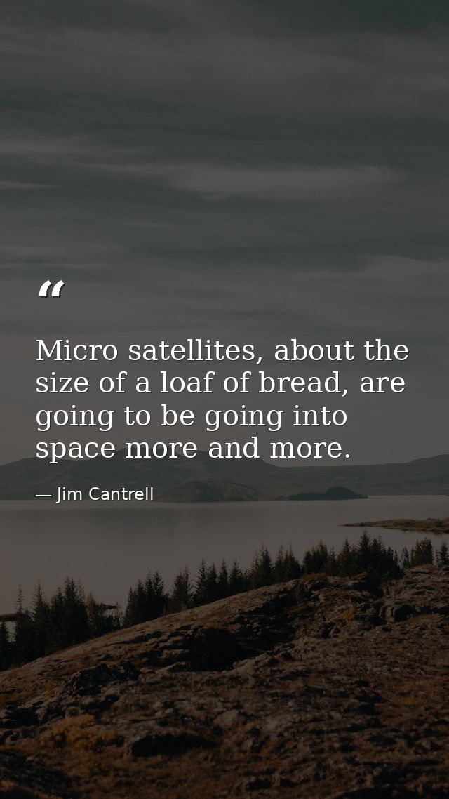 Micro satellites, about the size of a loaf of bread, are going to be going into space more and more. — Jim Cantrell