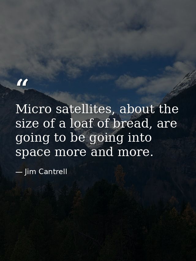 Micro satellites, about the size of a loaf of bread, are going to be going into space more and more. — Jim Cantrell