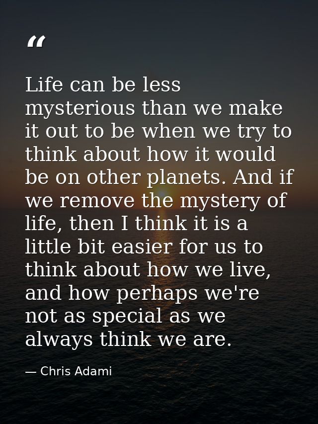 Life can be less mysterious than we make it out to be when we try to think about how it would be on other planets. And i — Chris Adami