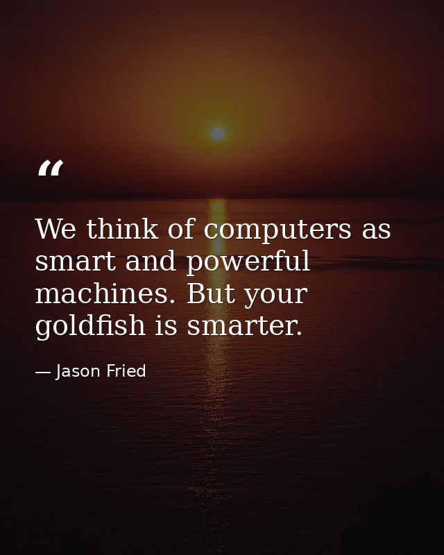 We think of computers as smart and powerful machines. But your goldfish is smarter. — Jason Fried