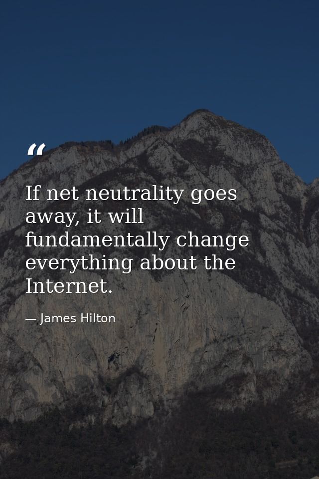 If net neutrality goes away, it will fundamentally change everything about the Internet. — James Hilton