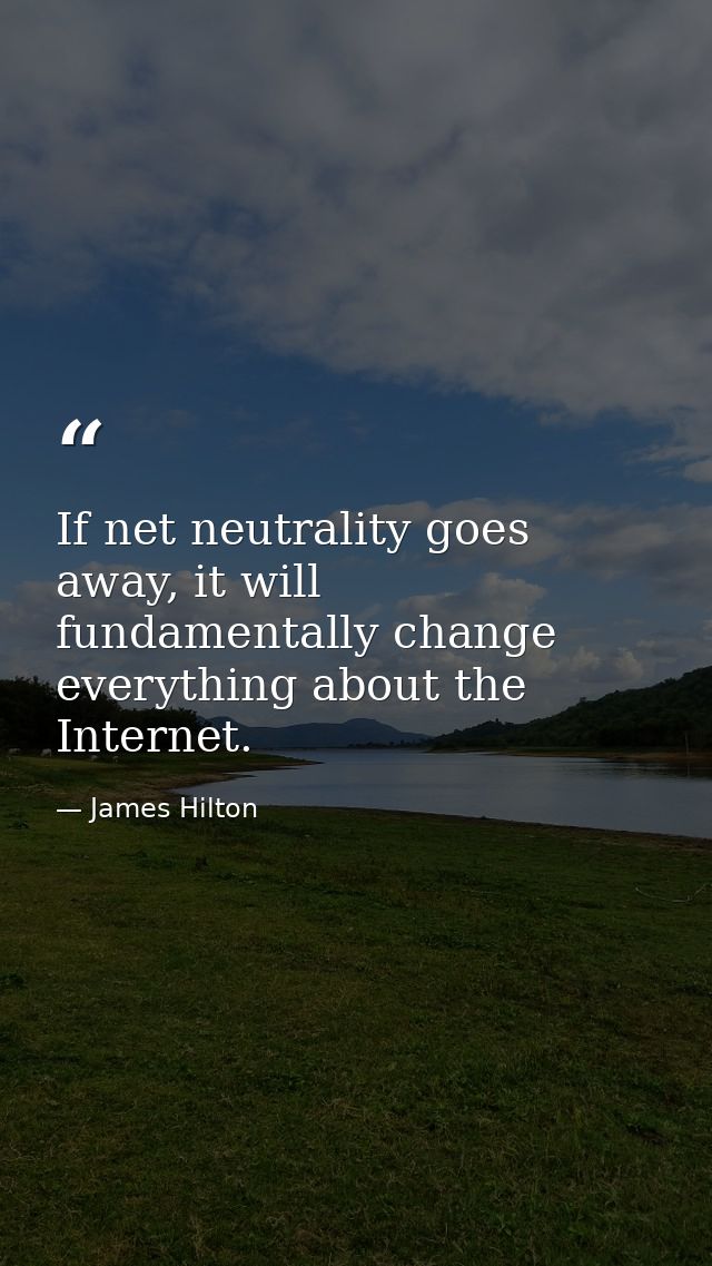 If net neutrality goes away, it will fundamentally change everything about the Internet. — James Hilton