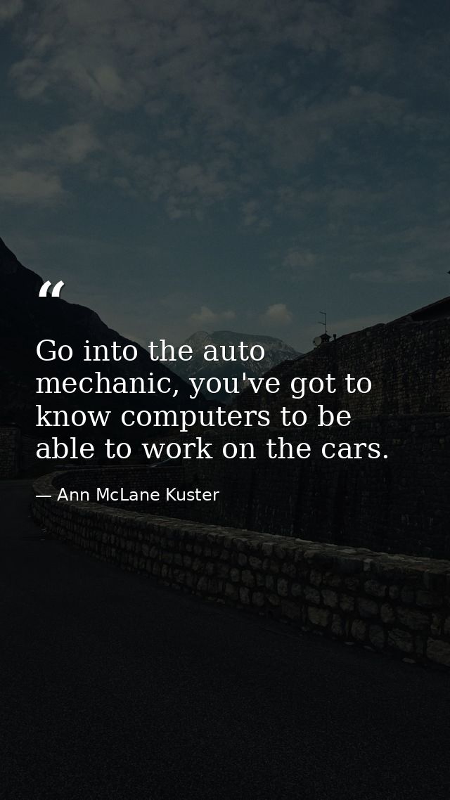 Go into the auto mechanic, you've got to know computers to be able to work on the cars. — Ann McLane Kuster