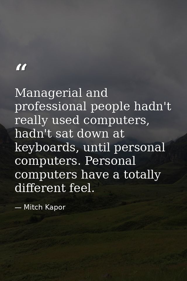 Managerial and professional people hadn't really used computers, hadn't sat down at keyboards, until personal computers. — Mitch Kapor