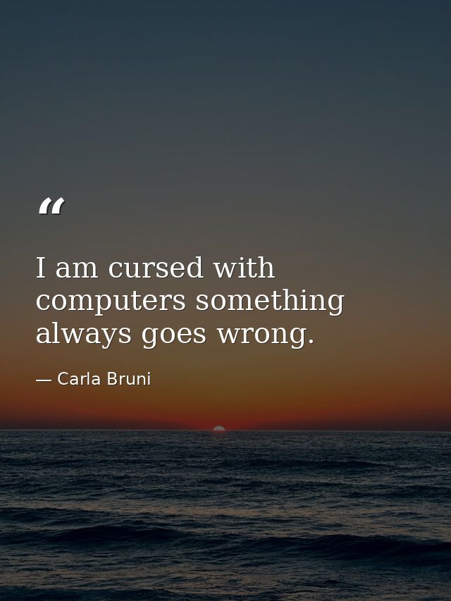 I am cursed with computers something always goes wrong. — Carla Bruni