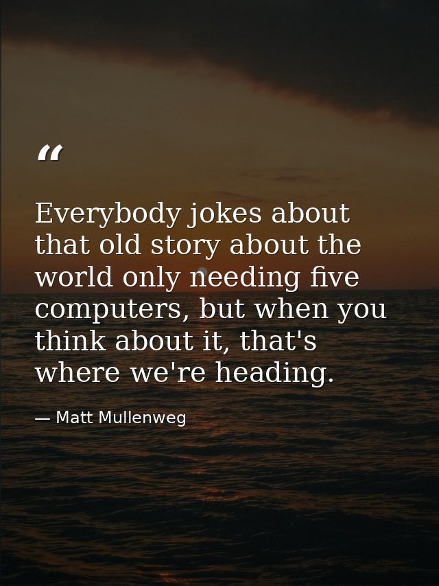 Everybody jokes about that old story about the world only needing five computers, but when you think about it, that's wh — Matt Mullenweg