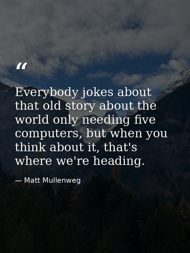 Everybody jokes about that old story about the world only needing five computers, but when you think about it, that's wh — Matt Mullenweg