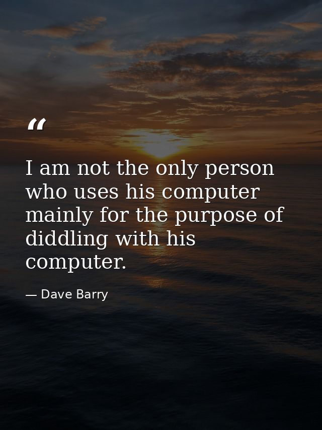 I am not the only person who uses his computer mainly for the purpose of diddling with his computer. — Dave Barry