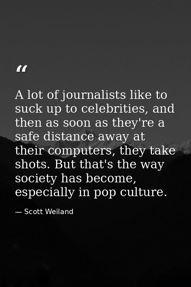 A lot of journalists like to suck up to celebrities, and then as soon as they're a safe distance away at their computers — Scott Weiland
