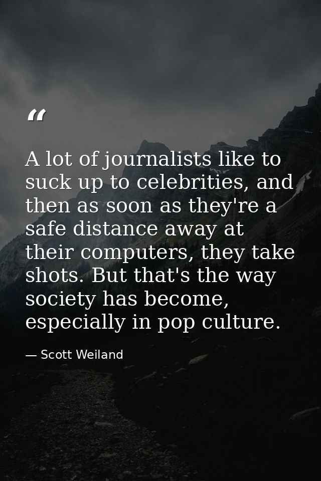 A lot of journalists like to suck up to celebrities, and then as soon as they're a safe distance away at their computers — Scott Weiland