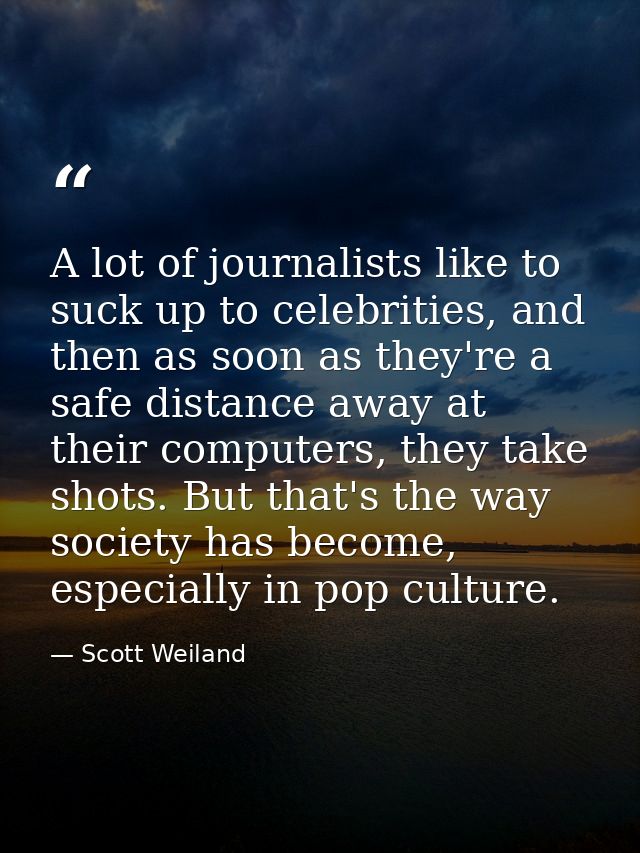 A lot of journalists like to suck up to celebrities, and then as soon as they're a safe distance away at their computers — Scott Weiland
