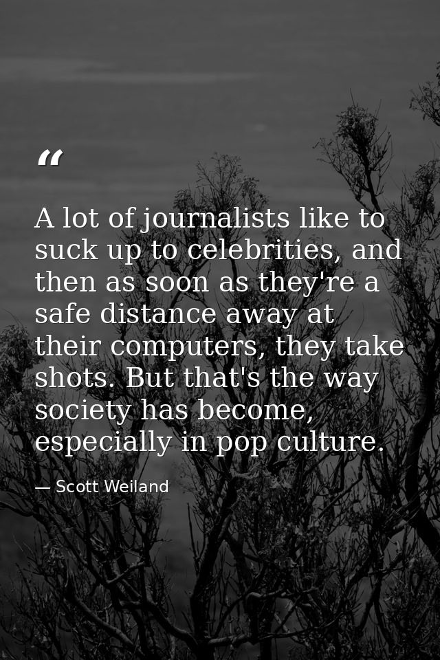A lot of journalists like to suck up to celebrities, and then as soon as they're a safe distance away at their computers — Scott Weiland