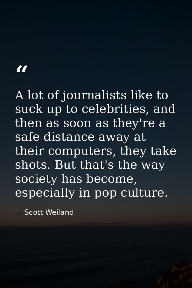 A lot of journalists like to suck up to celebrities, and then as soon as they're a safe distance away at their computers — Scott Weiland