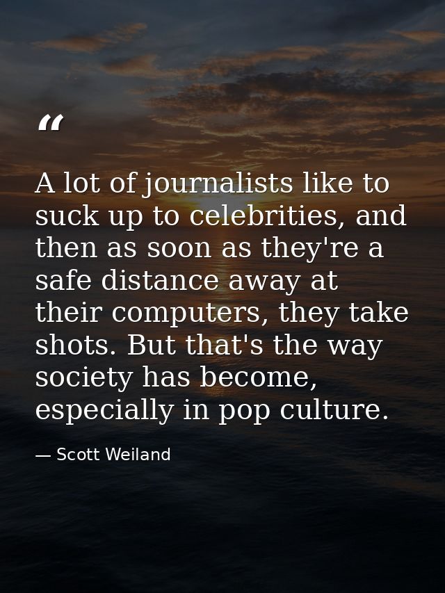 A lot of journalists like to suck up to celebrities, and then as soon as they're a safe distance away at their computers — Scott Weiland