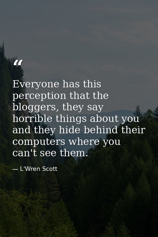 Everyone has this perception that the bloggers, they say horrible things about you and they hide behind their computers  — L'Wren Scott