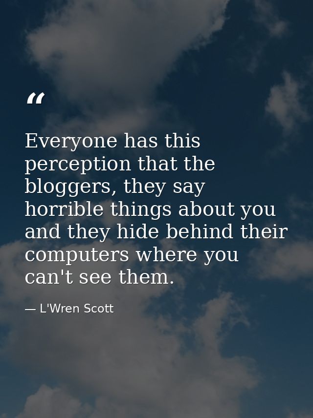 Everyone has this perception that the bloggers, they say horrible things about you and they hide behind their computers  — L'Wren Scott