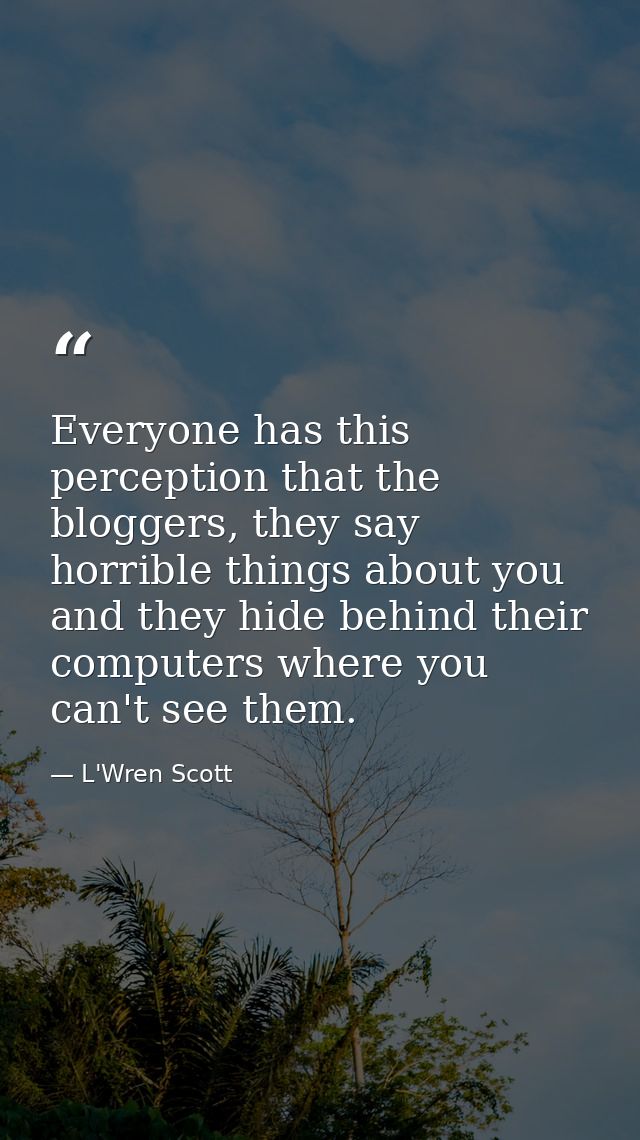 Everyone has this perception that the bloggers, they say horrible things about you and they hide behind their computers  — L'Wren Scott