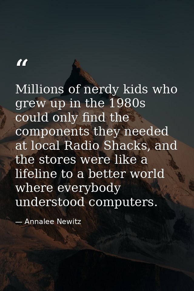 Millions of nerdy kids who grew up in the 1980s could only find the components they needed at local Radio Shacks, and th — Annalee Newitz