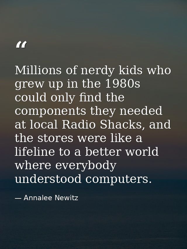 Millions of nerdy kids who grew up in the 1980s could only find the components they needed at local Radio Shacks, and th — Annalee Newitz