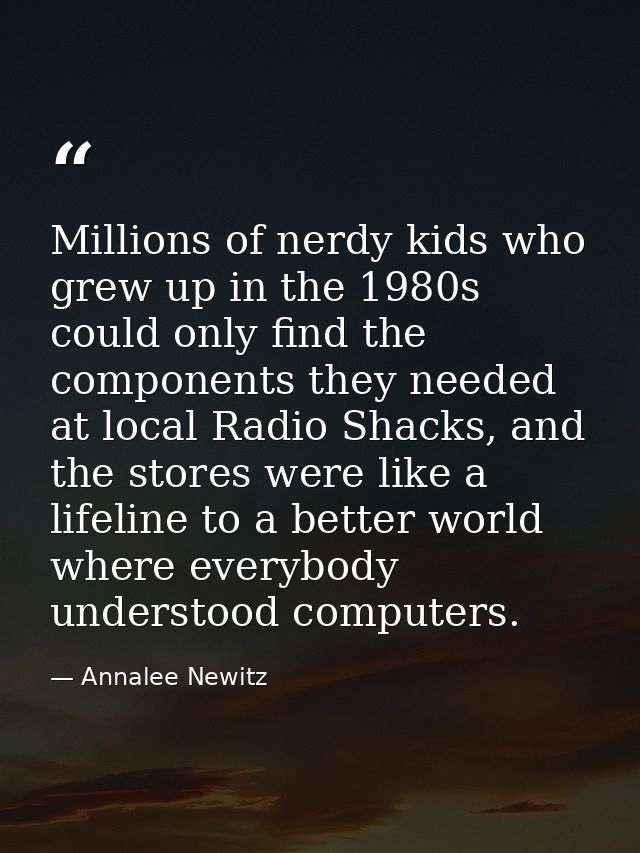 Millions of nerdy kids who grew up in the 1980s could only find the components they needed at local Radio Shacks, and th — Annalee Newitz