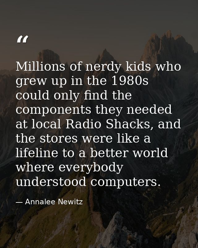 Millions of nerdy kids who grew up in the 1980s could only find the components they needed at local Radio Shacks, and th — Annalee Newitz