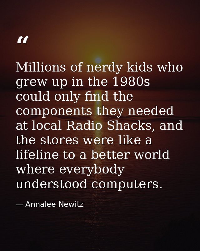 Millions of nerdy kids who grew up in the 1980s could only find the components they needed at local Radio Shacks, and th — Annalee Newitz