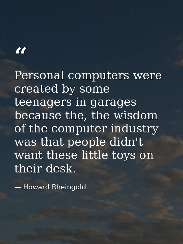 Personal computers were created by some teenagers in garages because the, the wisdom of the computer industry was that p — Howard Rheingold
