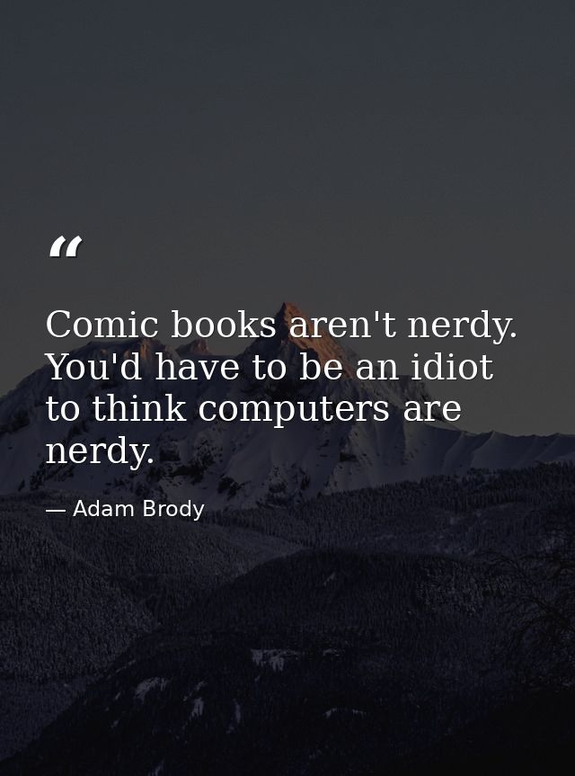 Comic books aren't nerdy. You'd have to be an idiot to think computers are nerdy. — Adam Brody