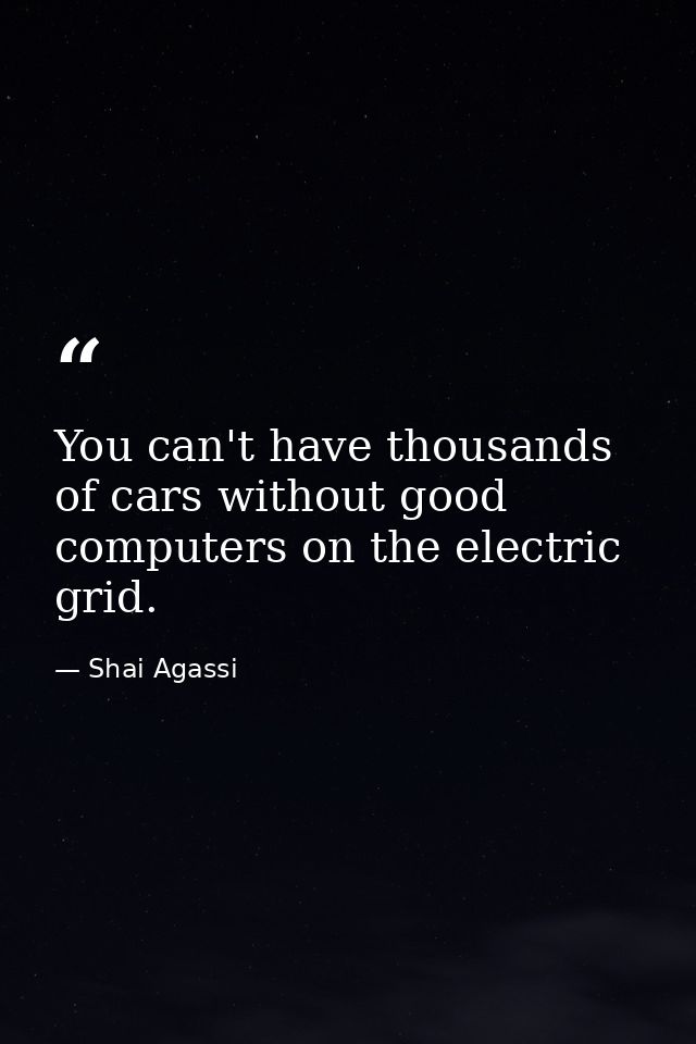 You can't have thousands of cars without good computers on the electric grid. — Shai Agassi