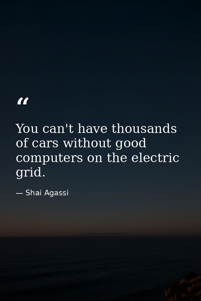 You can't have thousands of cars without good computers on the electric grid. — Shai Agassi