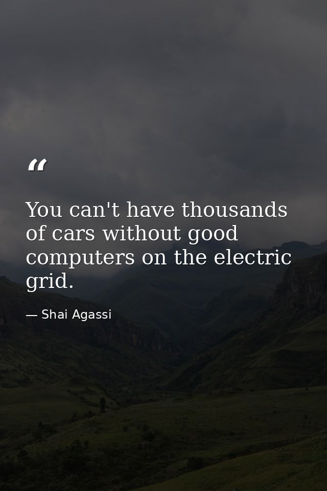 You can't have thousands of cars without good computers on the electric grid. — Shai Agassi