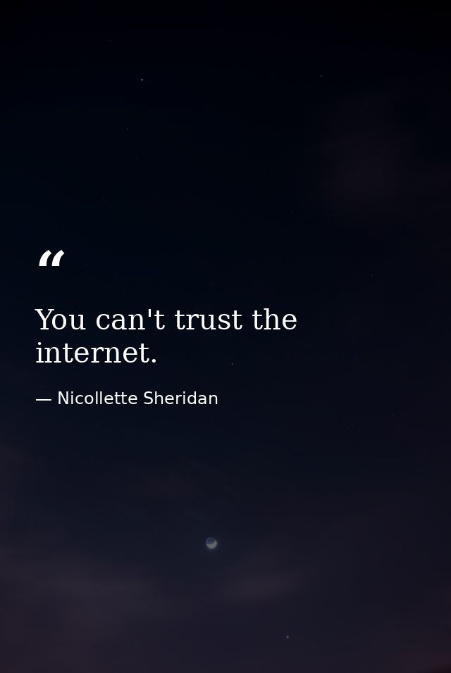 You can't trust the internet. — Nicollette Sheridan