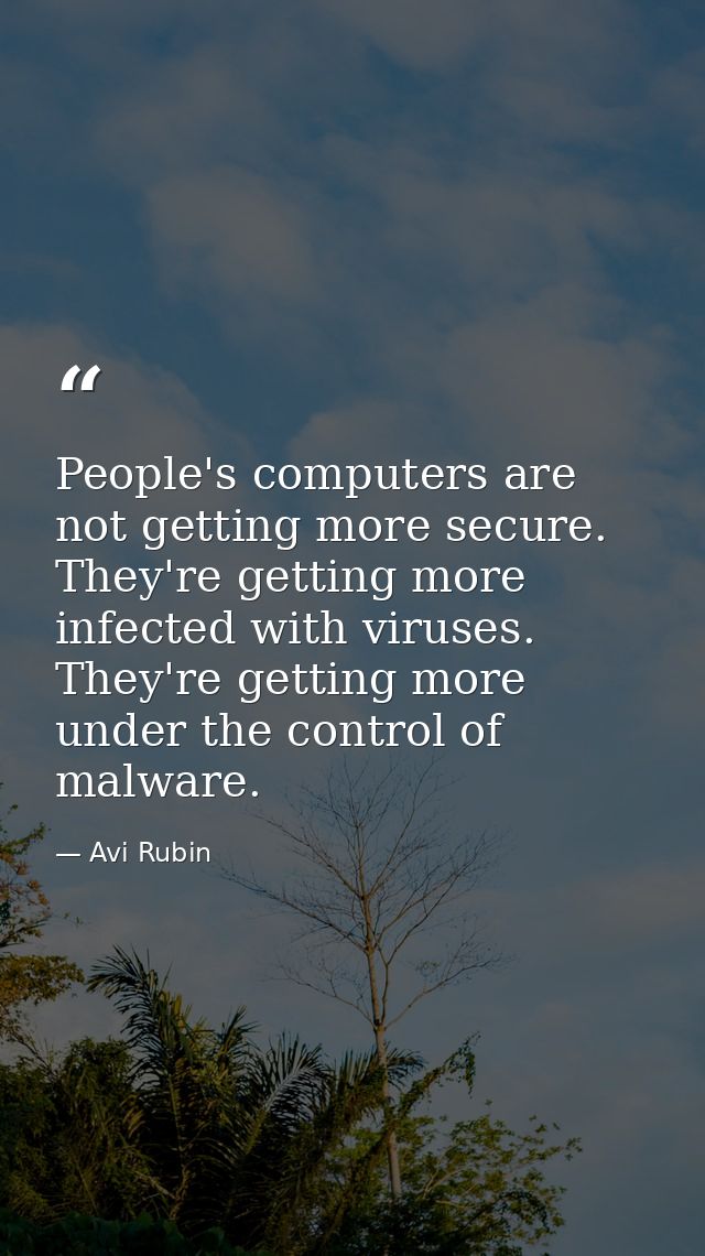 People's computers are not getting more secure. They're getting more infected with viruses. They're getting more under t — Avi Rubin