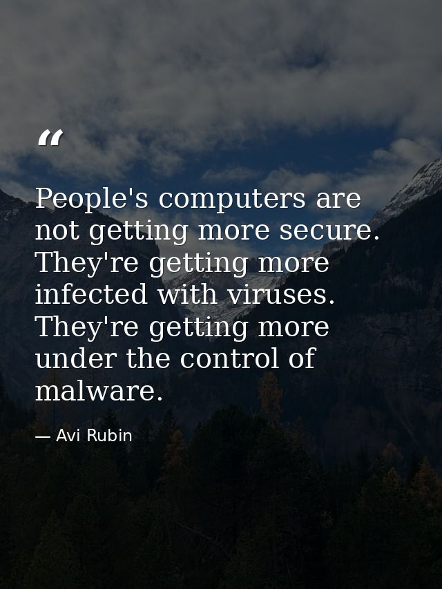 People's computers are not getting more secure. They're getting more infected with viruses. They're getting more under t — Avi Rubin