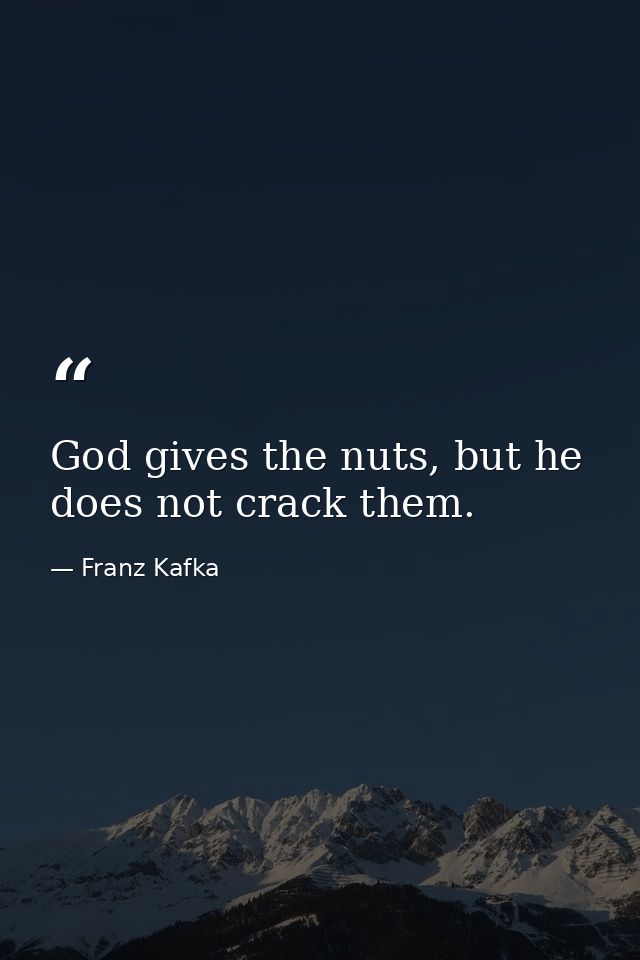 God gives the nuts, but he does not crack them. — Franz Kafka