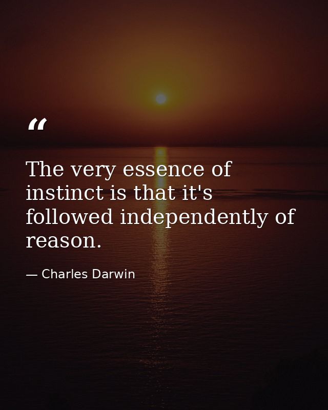 The very essence of instinct is that it's followed independently of reason. — Charles Darwin