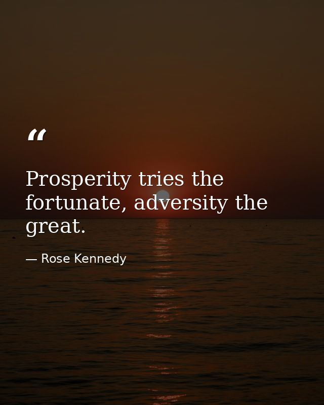 Prosperity tries the fortunate, adversity the great. — Rose Kennedy