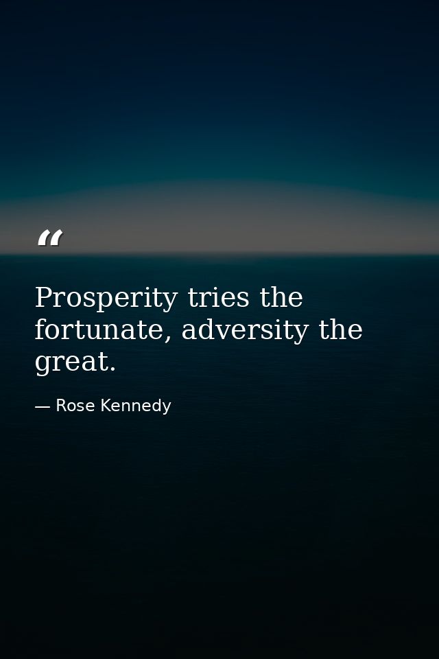 Prosperity tries the fortunate, adversity the great. — Rose Kennedy