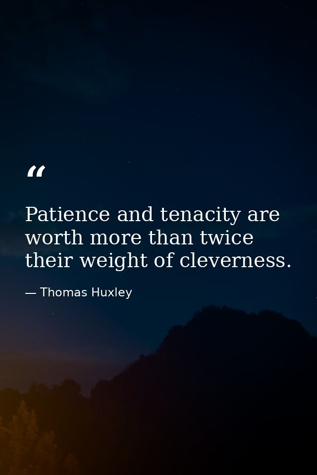 Patience and tenacity are worth more than twice their weight of cleverness. — Thomas Huxley