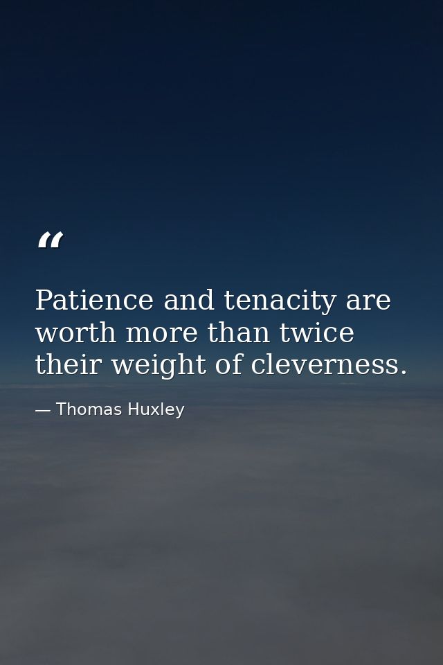 Patience and tenacity are worth more than twice their weight of cleverness. — Thomas Huxley