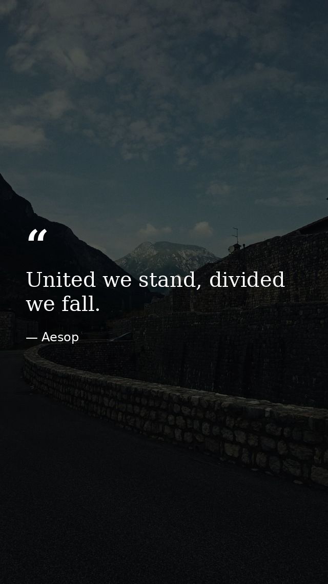 United we stand, divided we fall. — Aesop