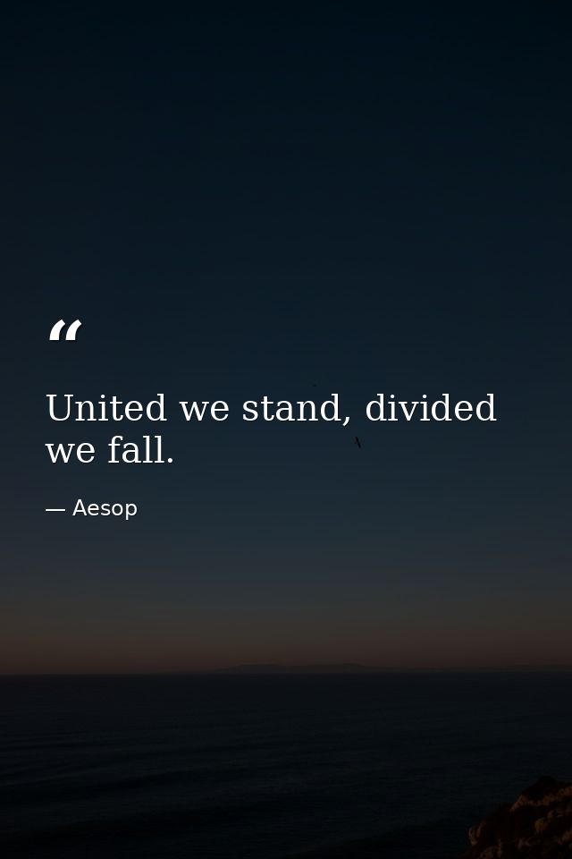 United we stand, divided we fall. — Aesop