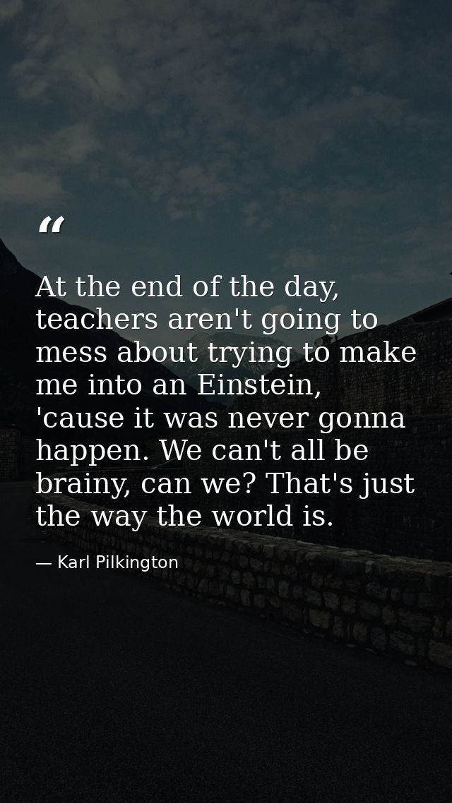 At the end of the day, teachers aren't going to mess about trying to make me into an Einstein, 'cause it was never gonna — Karl Pilkington