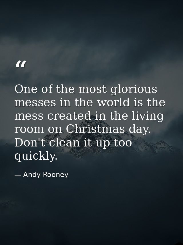 One of the most glorious messes in the world is the mess created in the living room on Christmas day. Don't clean it up  — Andy Rooney