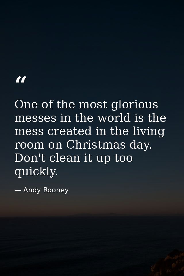 One of the most glorious messes in the world is the mess created in the living room on Christmas day. Don't clean it up  — Andy Rooney
