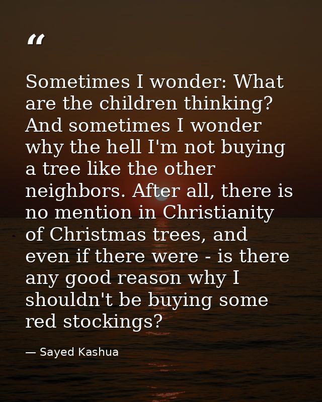 Sometimes I wonder: What are the children thinking? And sometimes I wonder why the hell I'm not buying a tree like the o — Sayed Kashua