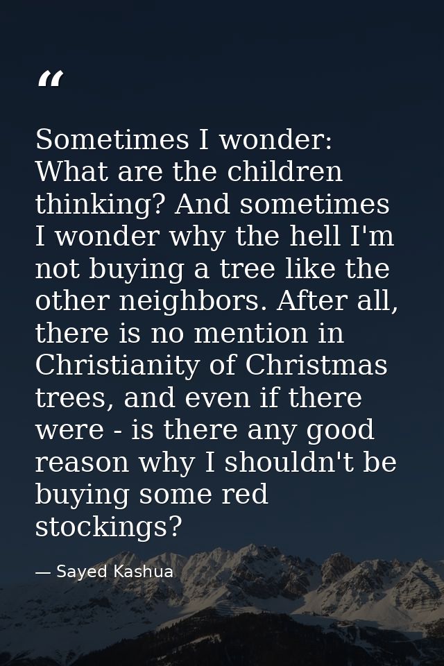 Sometimes I wonder: What are the children thinking? And sometimes I wonder why the hell I'm not buying a tree like the o — Sayed Kashua